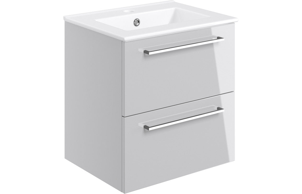 Greta Wall Hung 2 Drawer Basin Unit & Basin - H 518 x W 510 x D 390mm