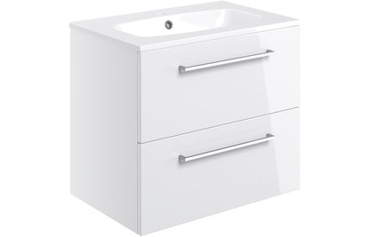 Greta Wall Hung 2 Drawer Basin Unit & Basin - H 518 x W 610 x D 460mm