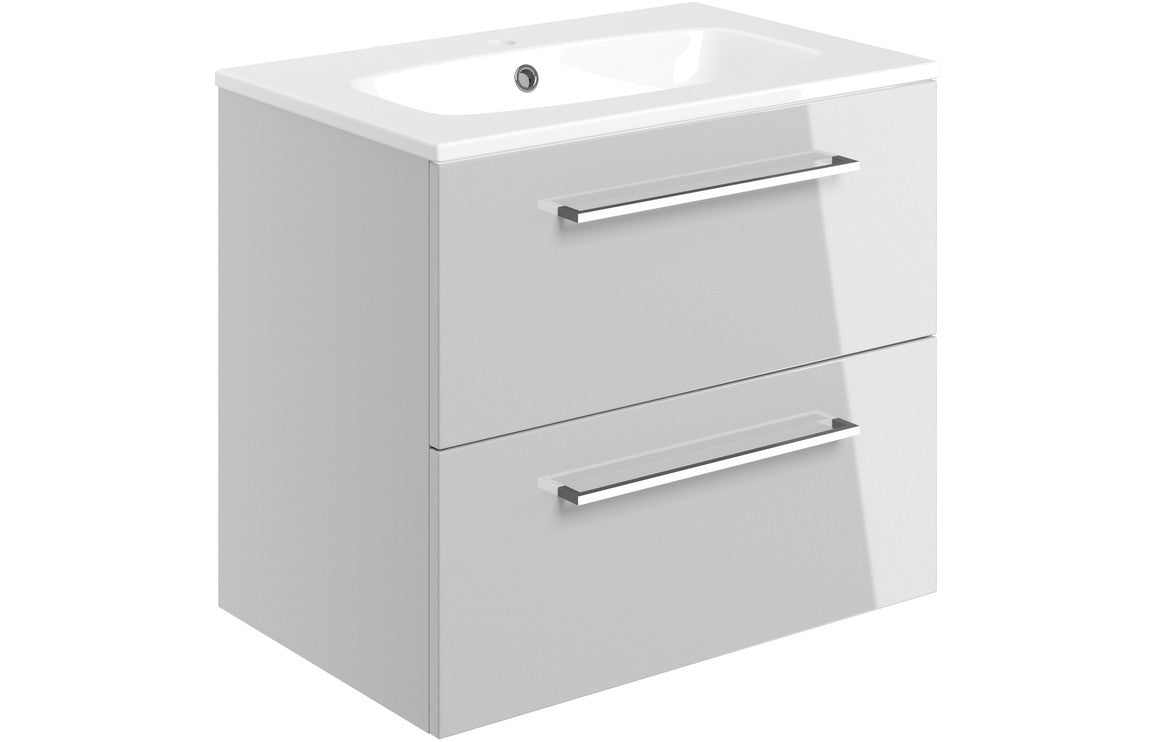 Greta Wall Hung 2 Drawer Basin Unit & Basin - H 518 x W 610 x D 460mm