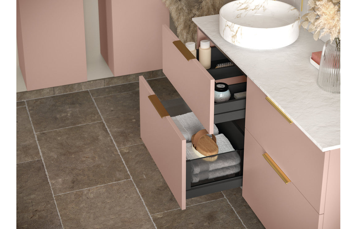 Valency Wall Hung 2 Drawer Basin Unit (No Top) - H 600 x W 590 x D 455mm