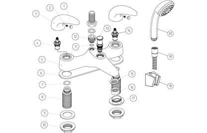 Jordan Low Pressure Bath/Shower Mixer - Chrome