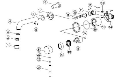 Medina Wall Mounted Basin Mixer - Brushed Brass