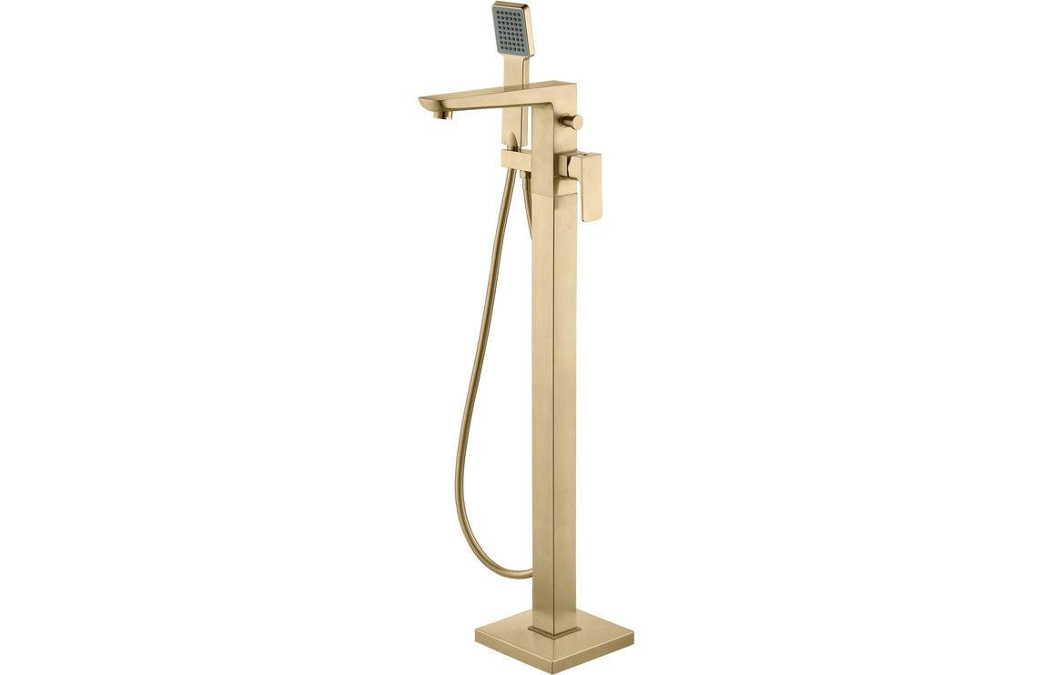 Isla Floor Standing Bath/Shower Mixer - Brushed Brass