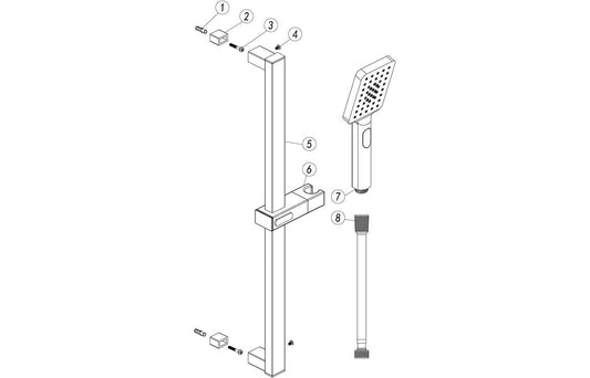 Round Premium Slider Rail Kit w/Elbow & 3 Mode Handset