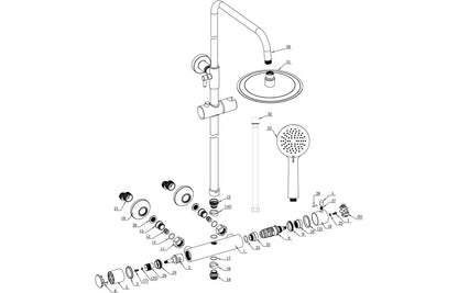 Thermostatic Bar Mixer w/Riser Kit - Brushed Brass