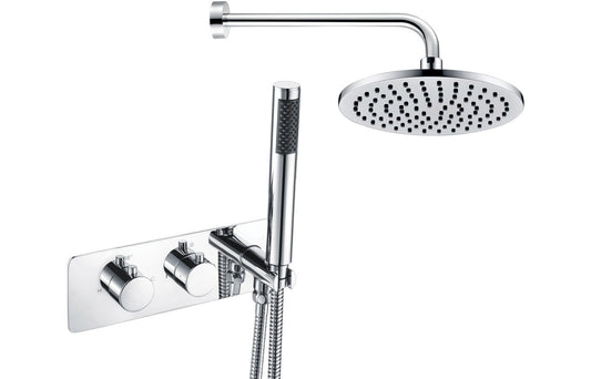 Lickle Shower Pack One - Two Outlet Twin Shower Valve w/Handset & ABS Overhead - Chrome