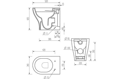 Dewey Rimless Back To Wall WC & Soft Close Seat