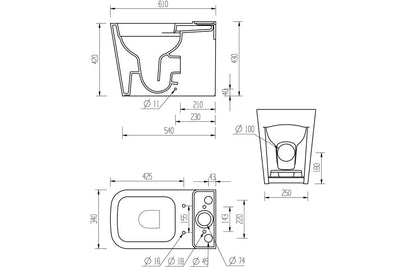 Calder Rimless Close Coupled Fully Shrouded Short Projection WC & Soft Close Seat