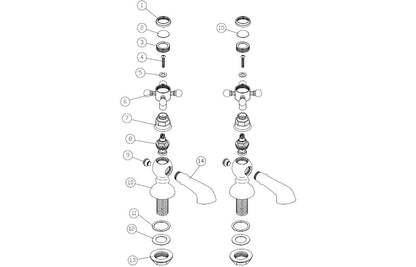 Morda Bath Pillar Taps - Brushed Brass