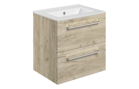 Greta Wall Hung 2 Drawer Basin Unit & Basin - H 518 x W 510 x D 390mm