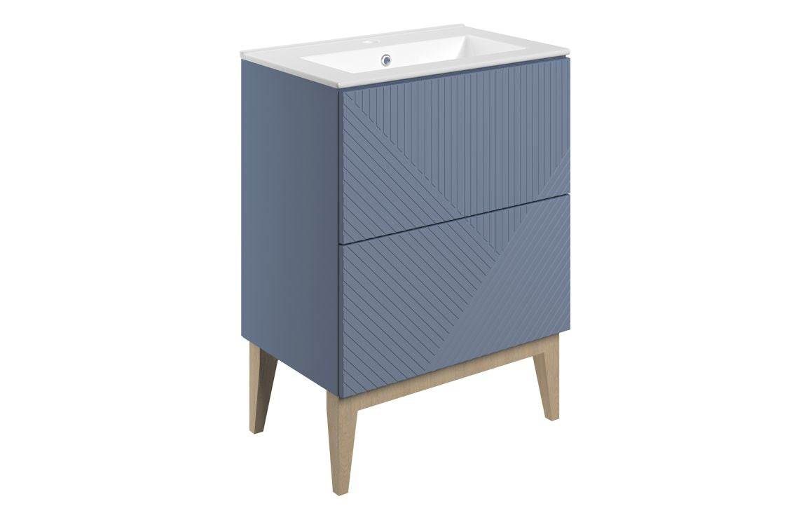 Fowey 615mm Floor Standing 2 Drawer Basin Unit & Basin