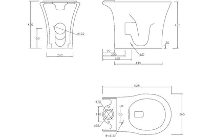 Averon Rimless Close Coupled Open Back WC & Soft Close Seat