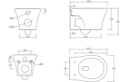 Averon Rimless Wall Hung WC & Soft Close Seat