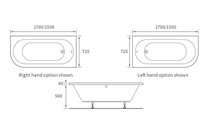 Axe J Shape Bath w/Legs