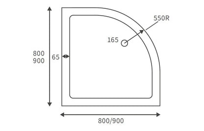 Anti-Slip Ultra-Slim Offset Quadrant Tray & Waste - H 25 x W 1200 x D 800mm