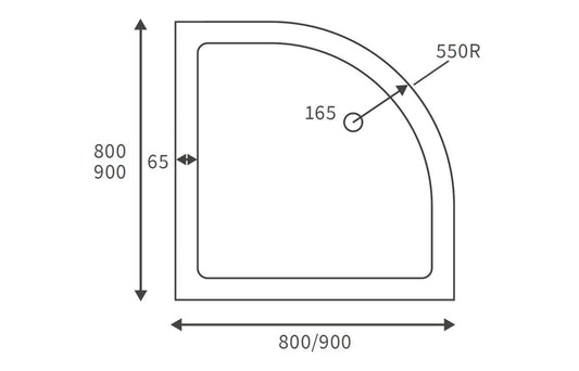 Anti-Slip Ultra-Slim Offset Quadrant Tray & Waste - H 25 x W 1200 x D 800mm