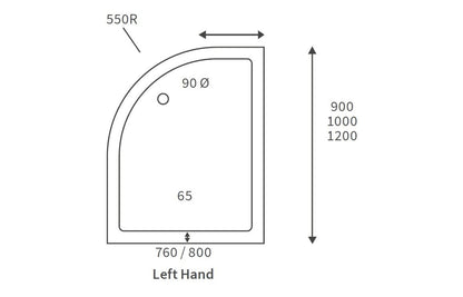 45mm Low Profile Offset Quadrant Tray & Waste