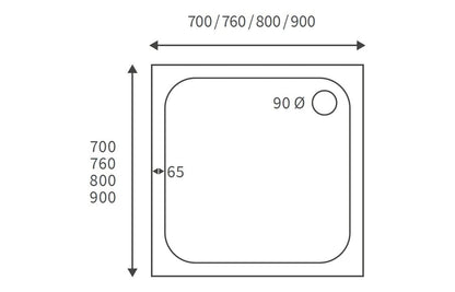 45mm Low Profile Square Tray & Waste - H 45 x W 800 x D 800mm