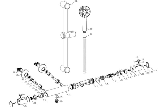 Crake Cool-Touch Thermostatic Bar Mixer Shower - Chrome