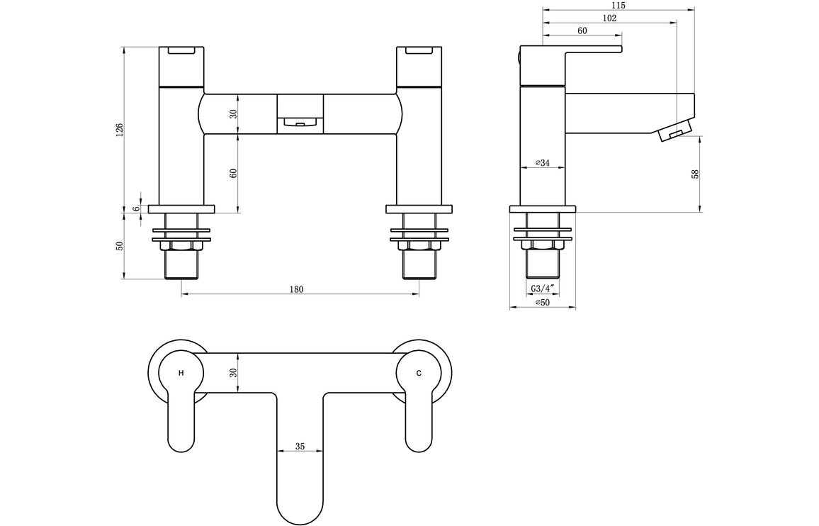 Conon Bath Filler - Chrome