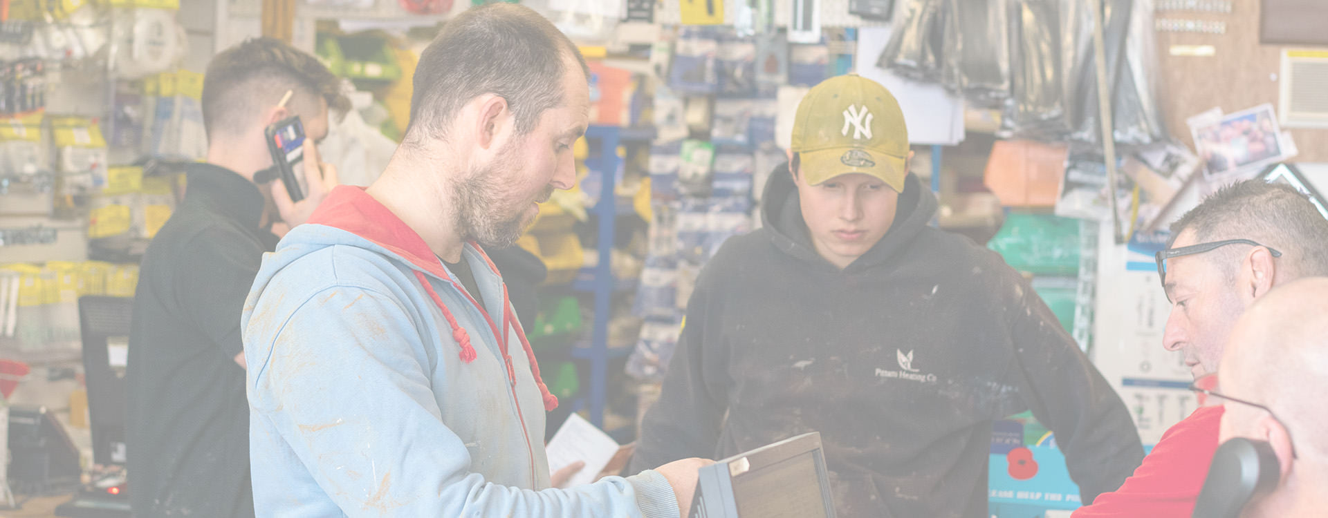 A customer being helped at the Kingsley trade counter